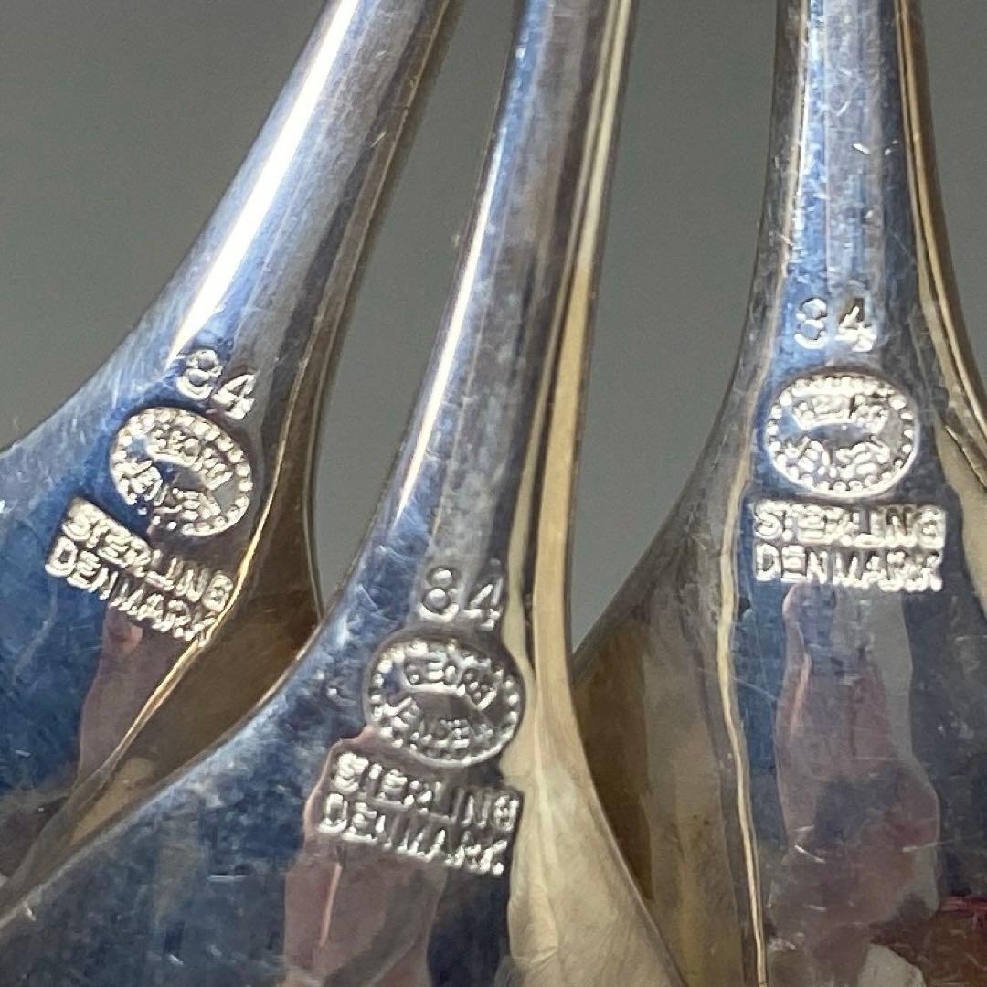 ジョージジェンセン最高峰　sterlingブロッサムデザートスプーン6本　共袋