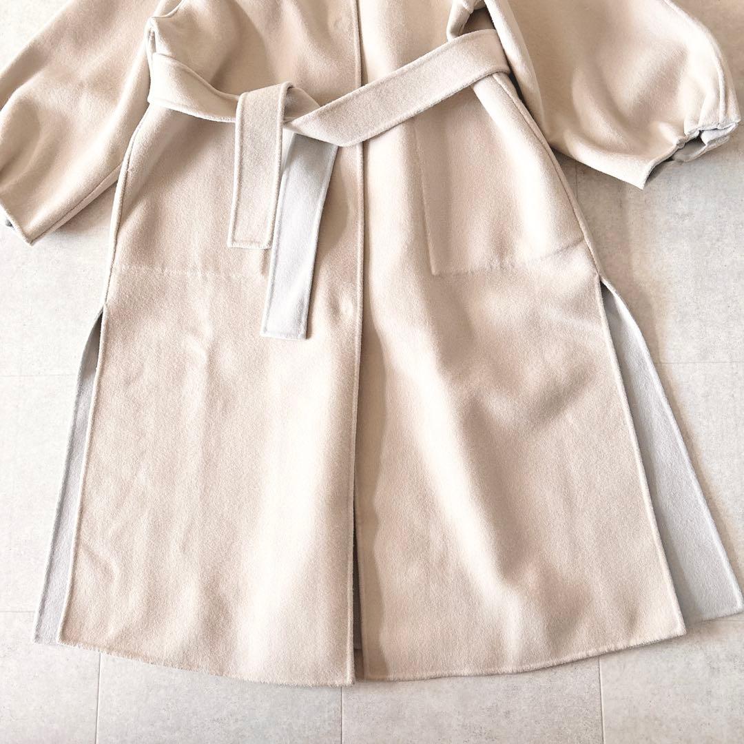 カシミア✨️10,5万 アドーア 2TONE ノーカラーリバーシブルリバーコート