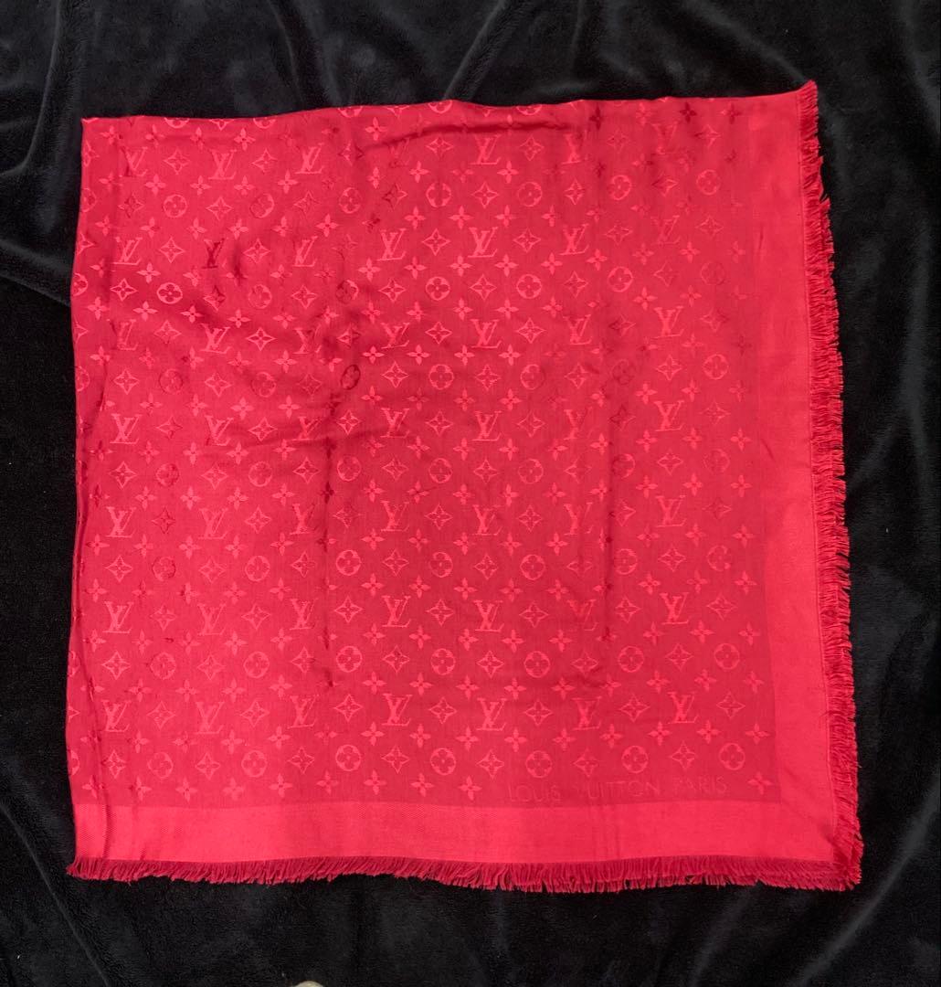 ルイヴィトン LOUIS VUITTON モノグラム スカーフ レッド