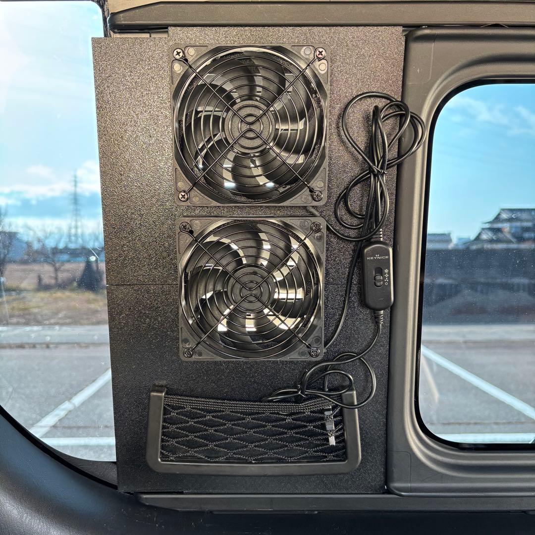 ハイエース 換気扇 2連 ４型 USBファンルーバー 助手席側 ネット+ケース付