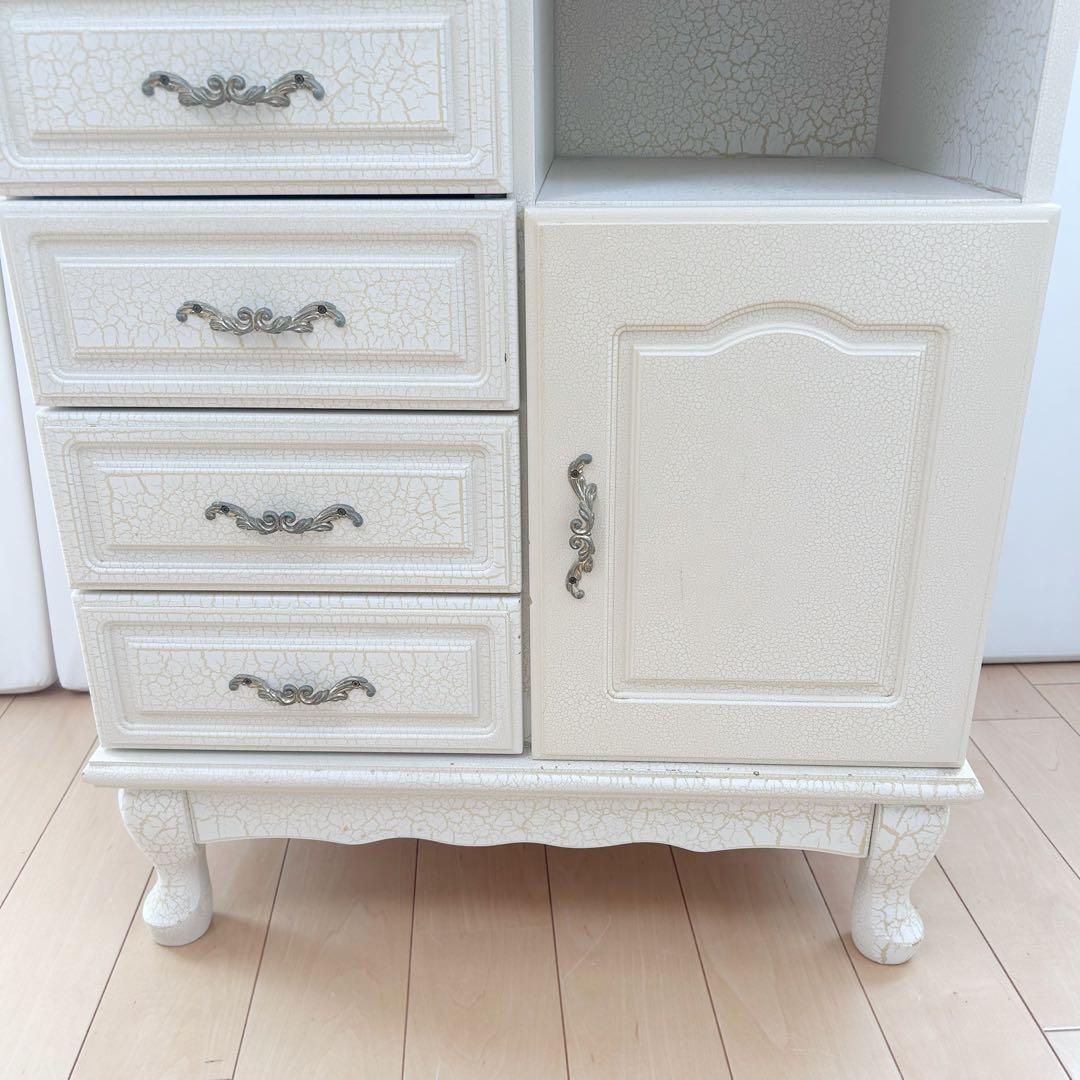 猫脚　フレンチアンティーク　クラック加工　姫家具　ロココ調　サイドチェスト　希少