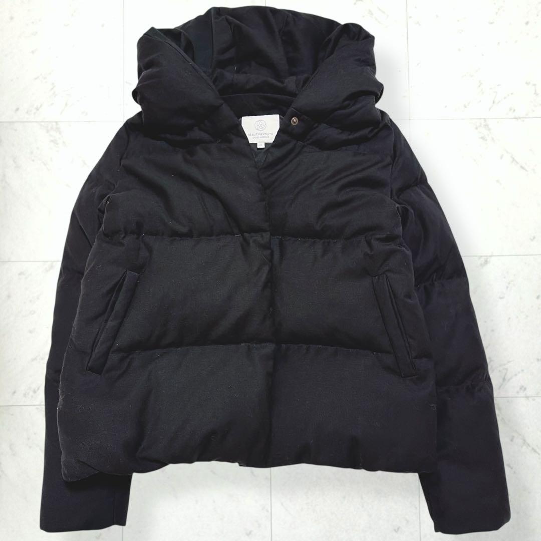 美品＊ビューティ&ユース 2way ショール フード ウール混 ダウンジャケット