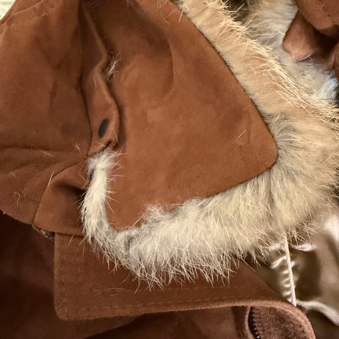 EMMETI BEAMS別注 ファー付スウェードレザージャケット ブラウン 46