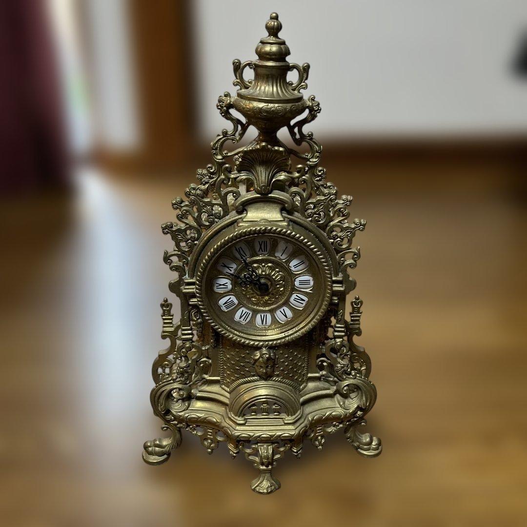 ヴィンテージ風金色置時計　イタリア製　アンティーク