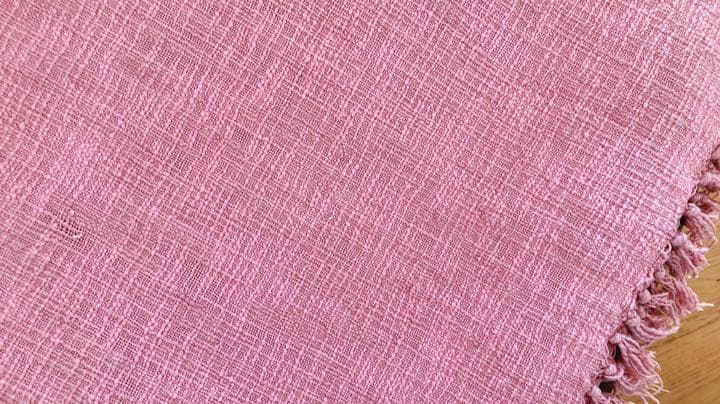 レアFabindia ファブインディア サーモンピンクマルチカバー150×250