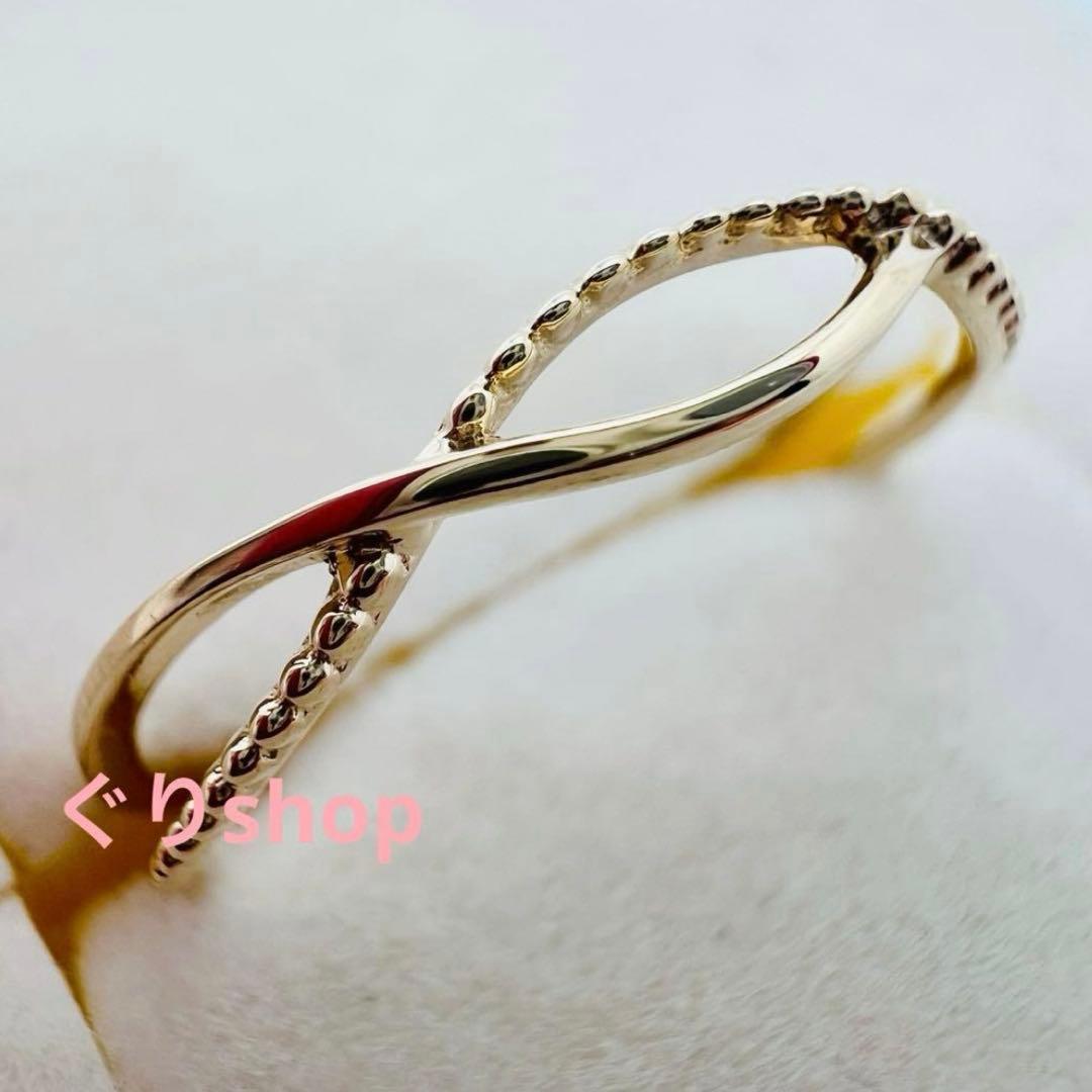 NOIR DE POUPEE K10 シンプル クロスライン レイヤードリング