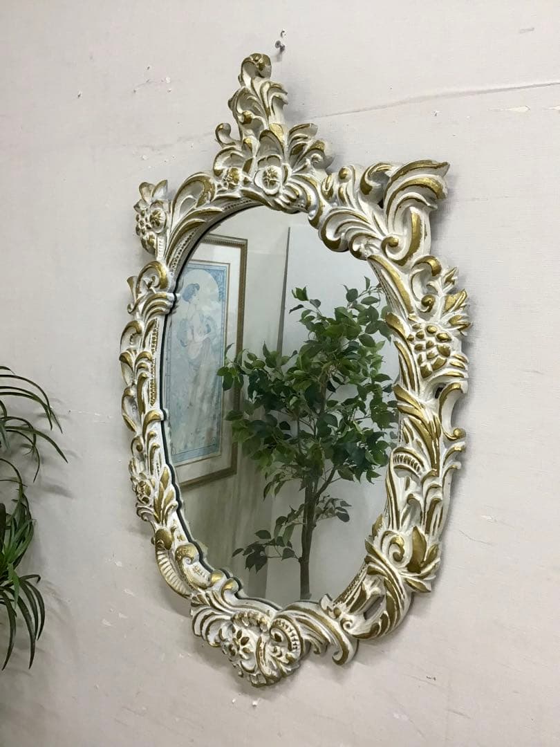 管966☆イタリア製☆アンティーク☆ウォールミラー☆壁掛け鏡