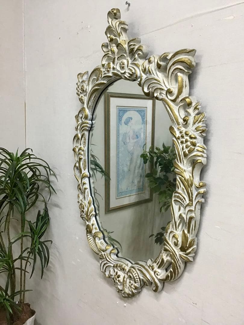 管966☆イタリア製☆アンティーク☆ウォールミラー☆壁掛け鏡