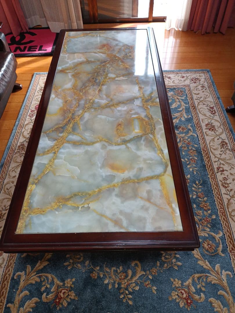 昭和レトロセンターテーブル 大理石柄木製