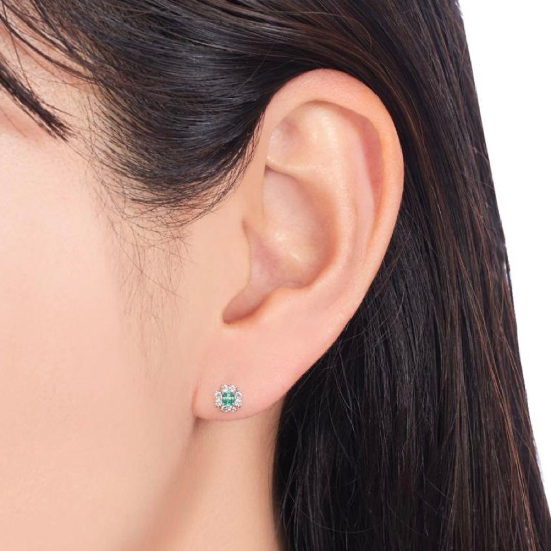 k10 ホワイトゴールド　エメラルド　ピアス　ツツミ