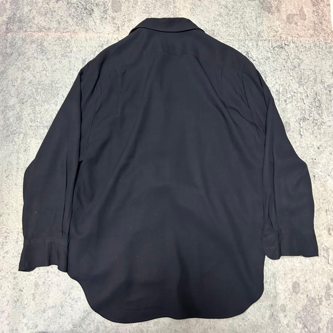 90s Ralph Lauren レーヨン オープンカラーシャツ　黒紺 50s