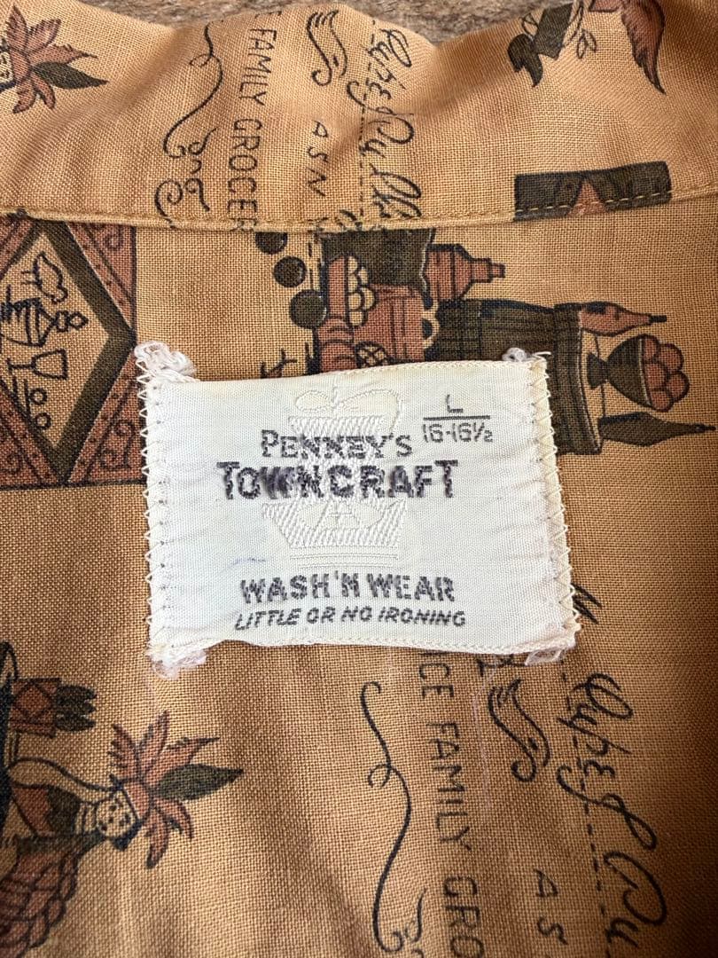 60s TOWNCRAFT タウンクラフト 船タグ オープンカラーシャツ L