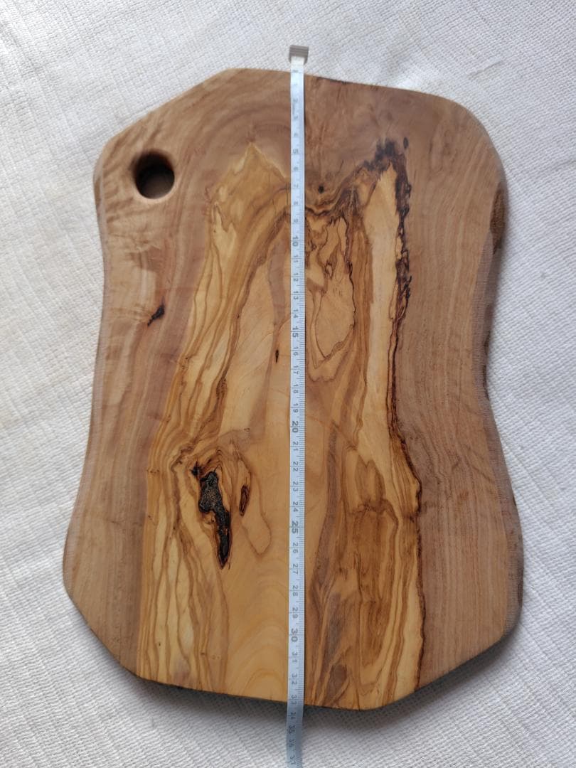 イタリア製オリーブウッド大判カッティングボード34cm厚1.9cm天然木　一点物