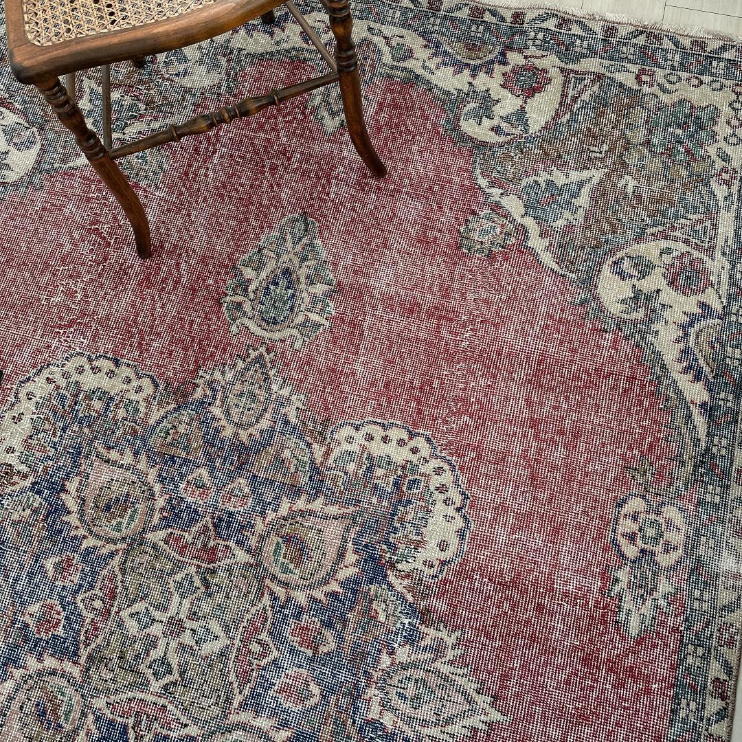 トルコ ヴィンテージラグ A99超大判 レア レッド ネイビー カーキ グリーン