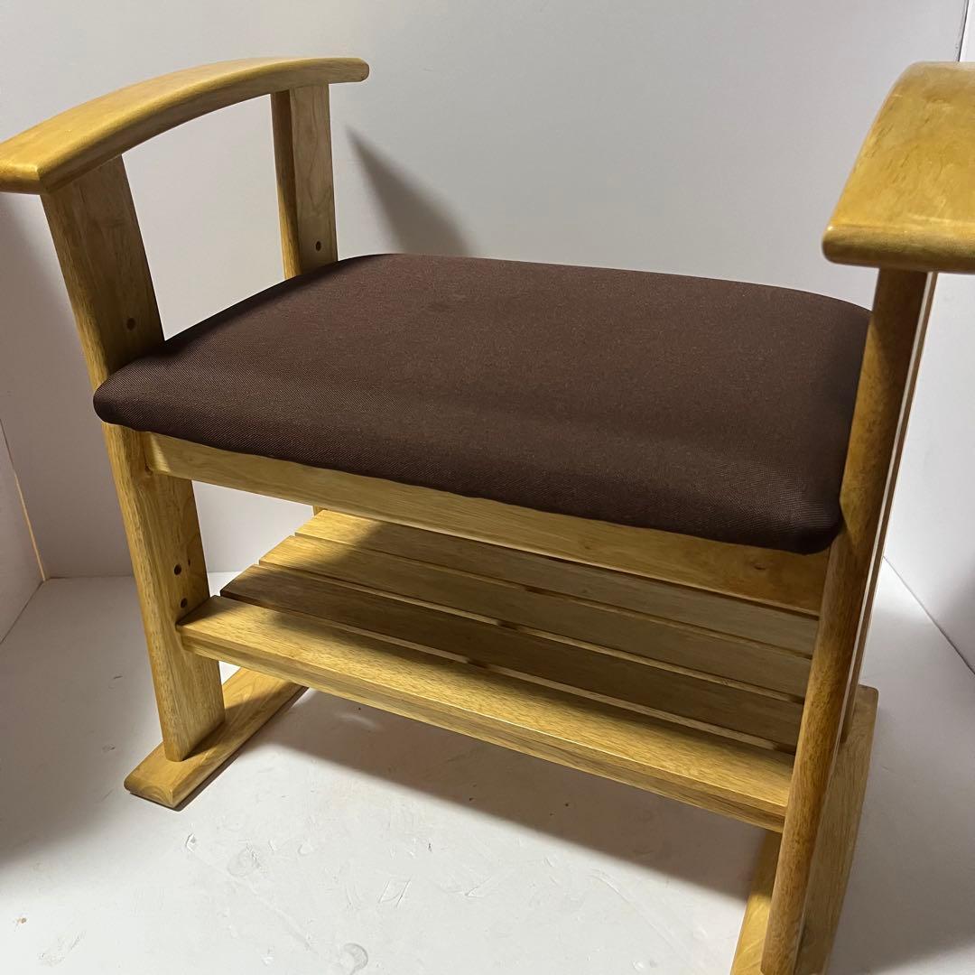 ドウシシャ 高座椅子 肘付スツール 木製チェア 高さ調節可