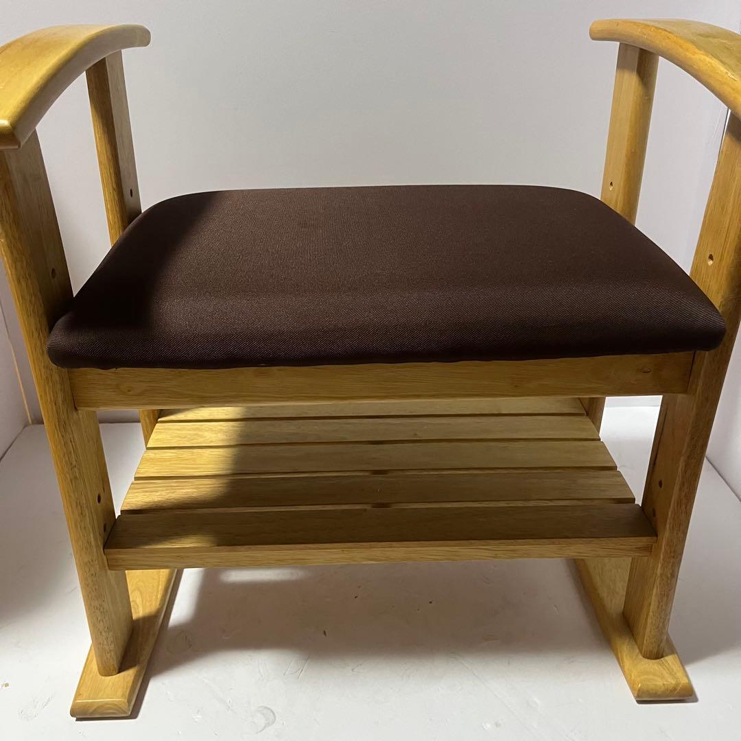 ドウシシャ 高座椅子 肘付スツール 木製チェア 高さ調節可