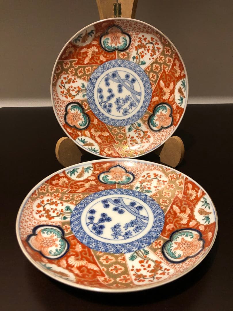 古伊万里　上手　色絵　七寸皿　2枚セット