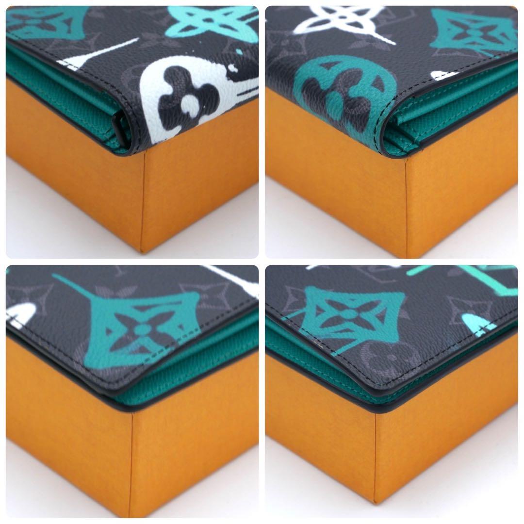 ルイヴィトン ブラザ グラフィティ ヴェール エクリプス 長財布 グリーン 黒