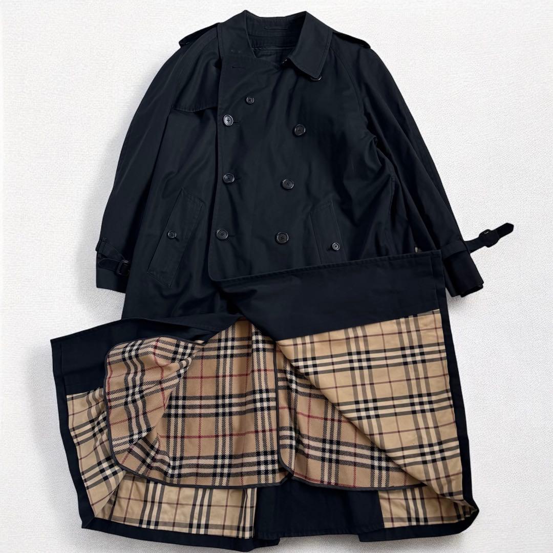 バーバリーロンドン　トレンチコート　メガチェック　ライナー付き　黒　XL