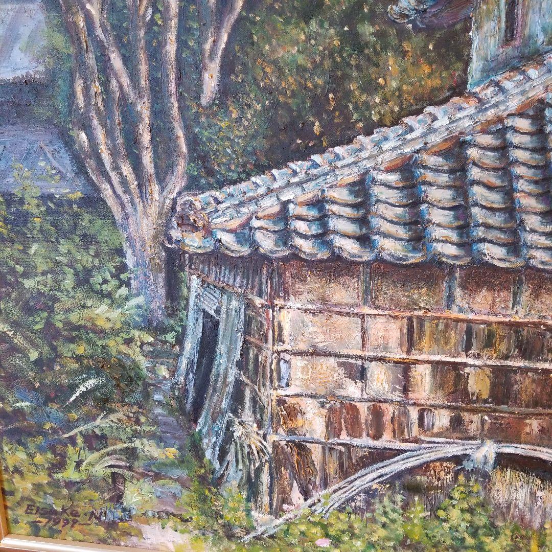 油絵　絵画　たばこかんそう《煙草乾燥小屋》F60 額付き