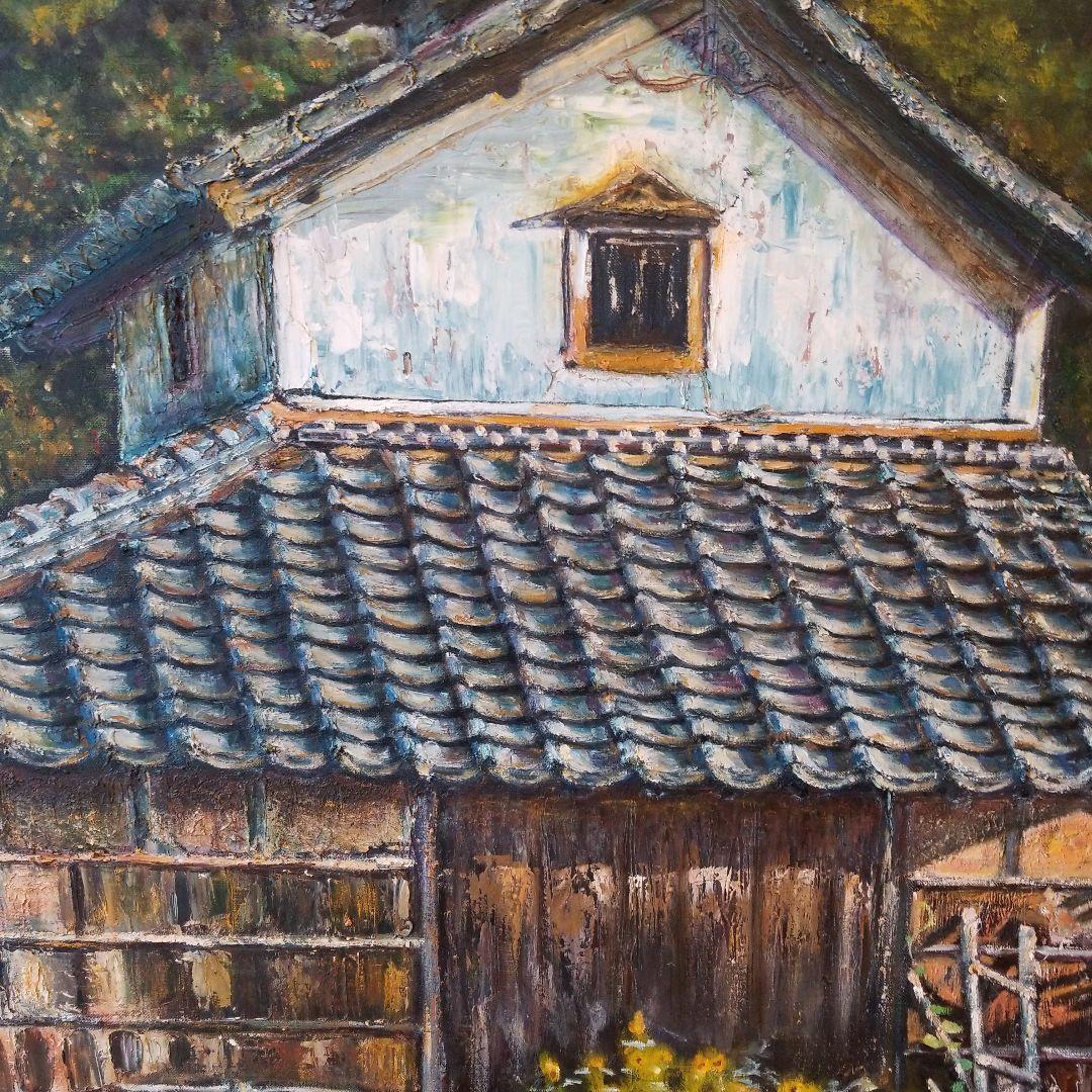 油絵　絵画　たばこかんそう《煙草乾燥小屋》F60 額付き