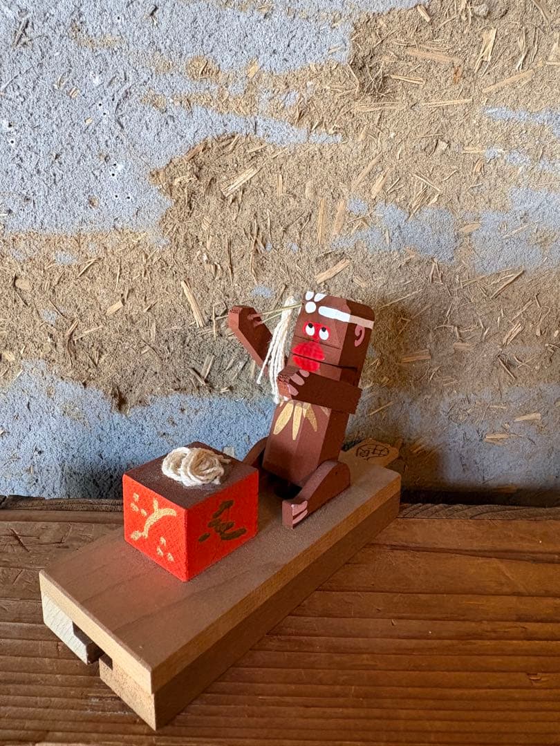 廃絶希少！奈良井宿藤屋土産物店 中西康二【からくり人形 蕎麦食い猿】郷土玩具