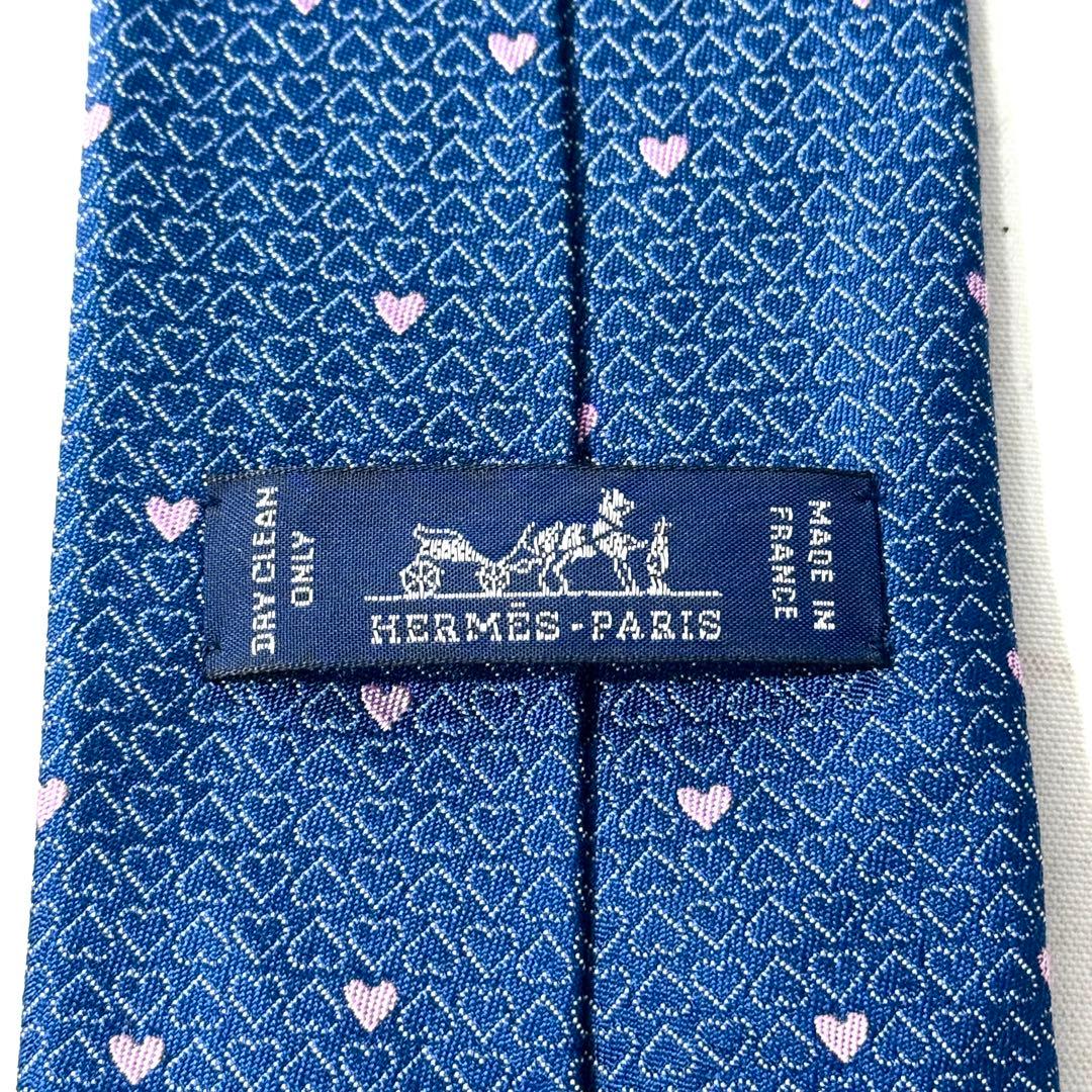 HERMES エルメス ネクタイ ハート柄 ジャガード シルク100% フランス