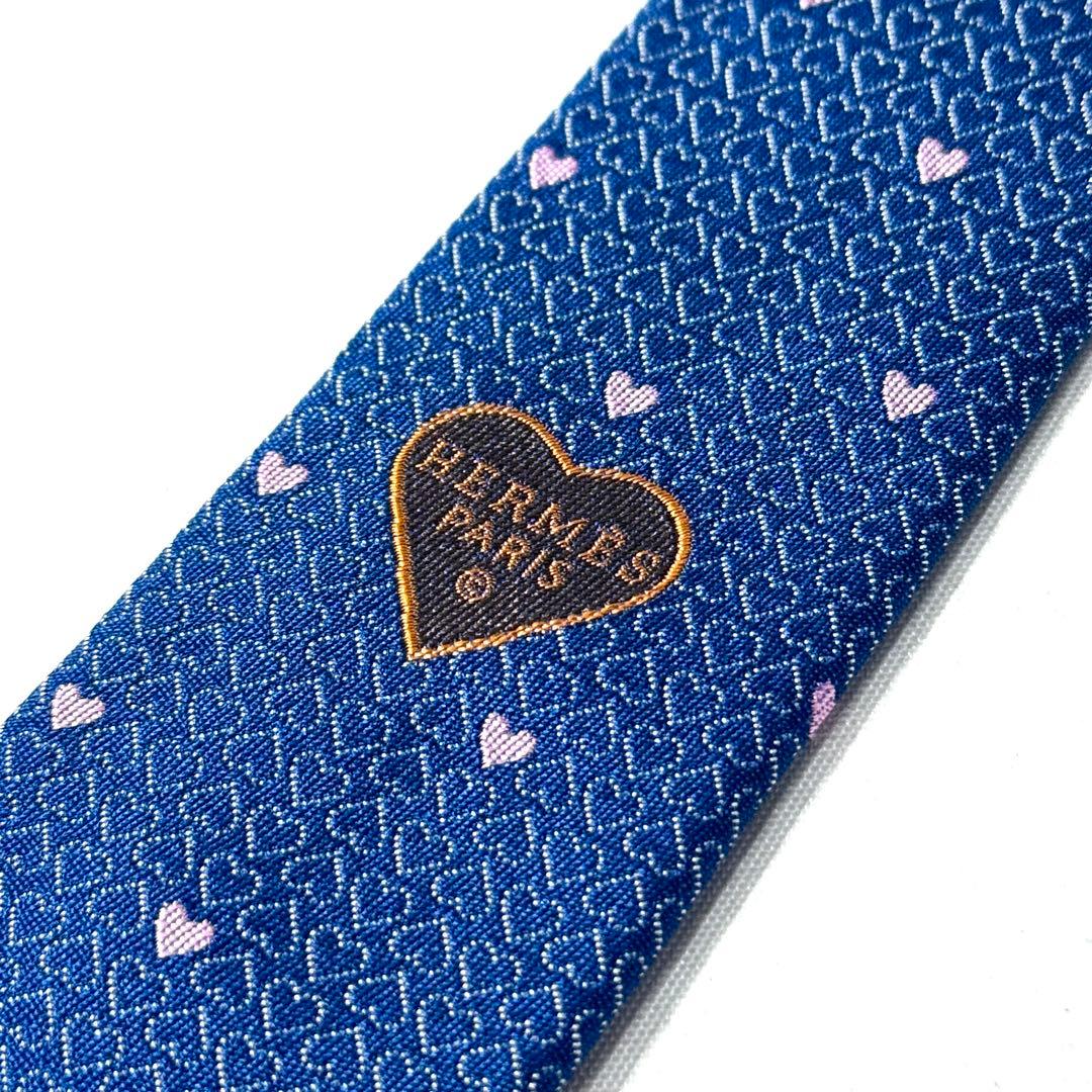 HERMES エルメス ネクタイ ハート柄 ジャガード シルク100% フランス