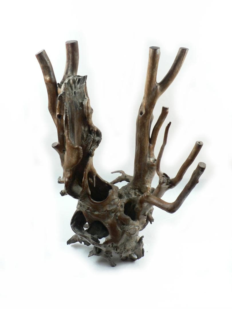 天然老木　自然随形根彫　根彫置物・送料込！