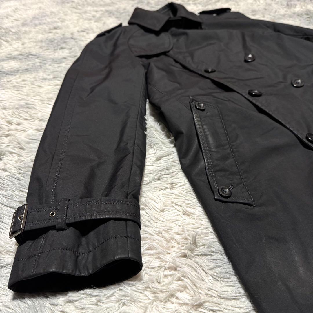 バーバリーブラックレーベル トレンチコート 裏地チェック 腰ベルト付き Lサイズ