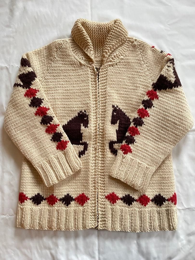 カウチン　古着　馬柄