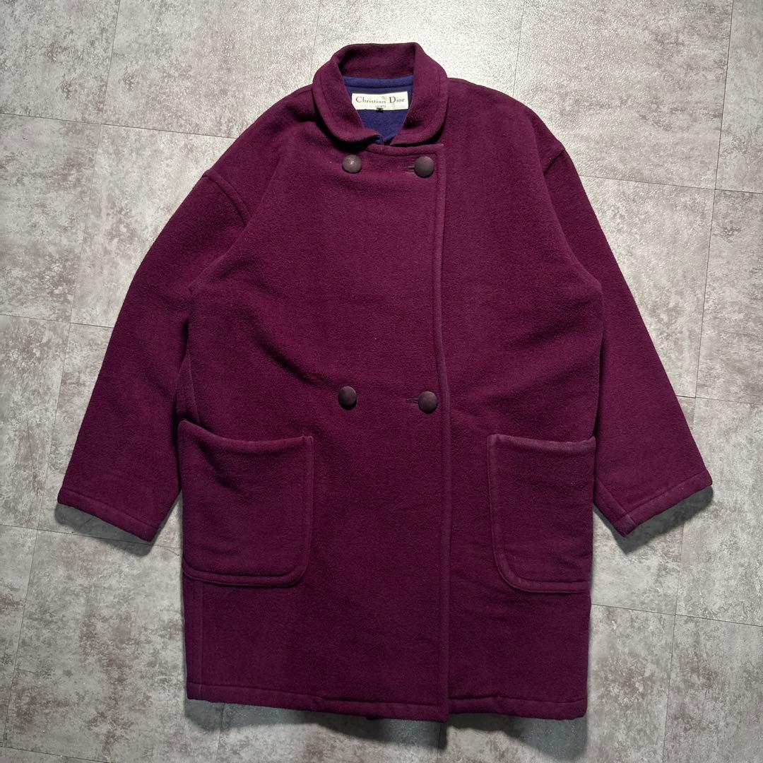 80s vintage dior wool coat ユニセックス　パープル系