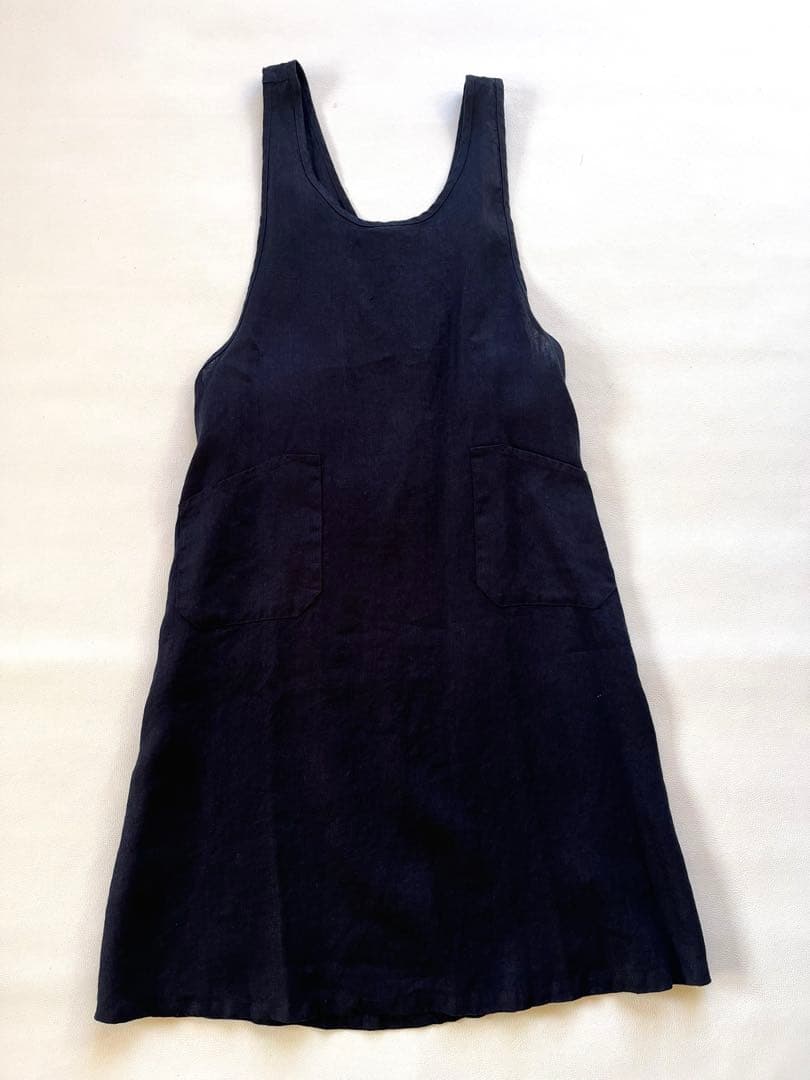 フォグリネンワーク　オーバーエプロン　リネン ネイビー