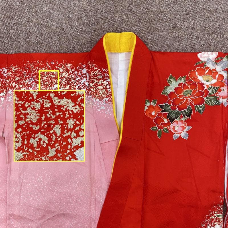 410ag127◎七五三 七歳 女児 着物&袋帯 古典柄 金銀彩◎未使用品