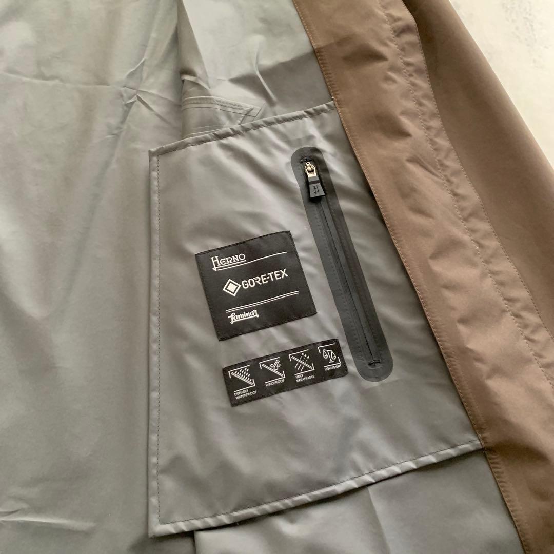 美品♡ ヘルノ ラミナー ゴアテックス ナイロン コート フード ブラウン 42