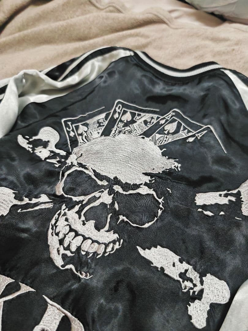 JKPD 美品 日本 限定２面用 スカジャン スカル 100%silk