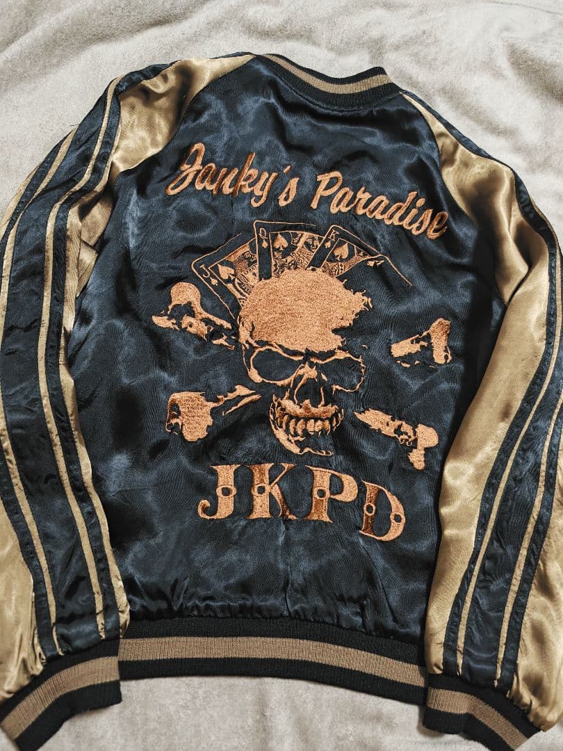 JKPD 美品 日本 限定２面用 スカジャン スカル 100%silk