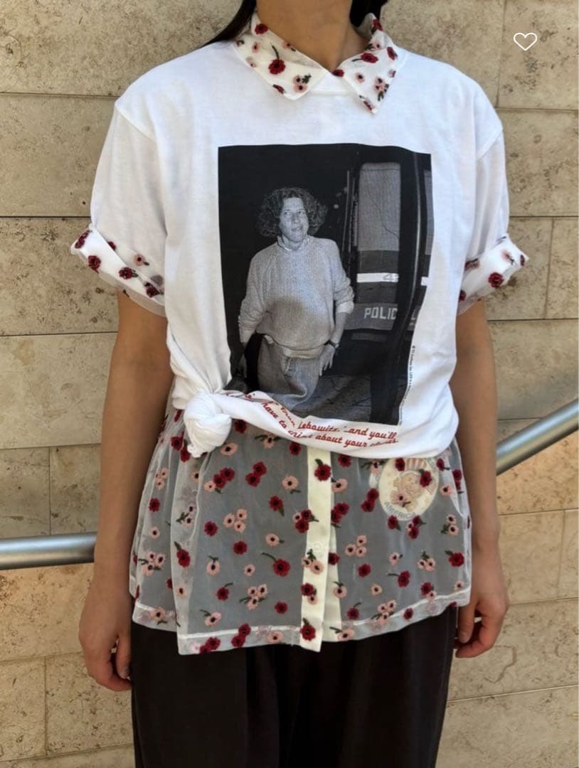 【未使用】6 ROKU ナイロンチュールエンブロイダリーシャツ