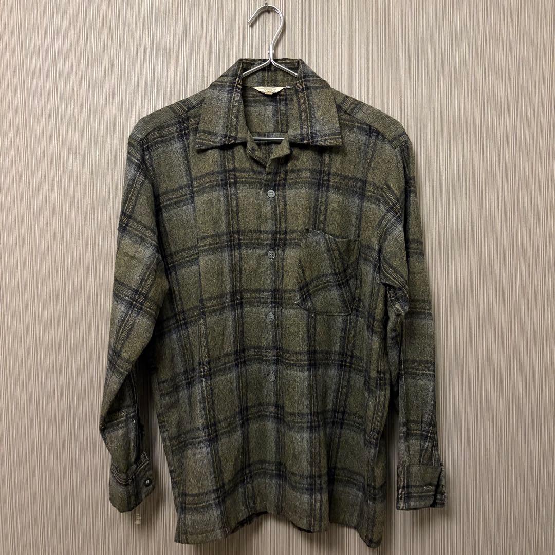 配色◎ 50s 60s SPORTS ヴィンテージ　ウールシャツ　　三角タグ