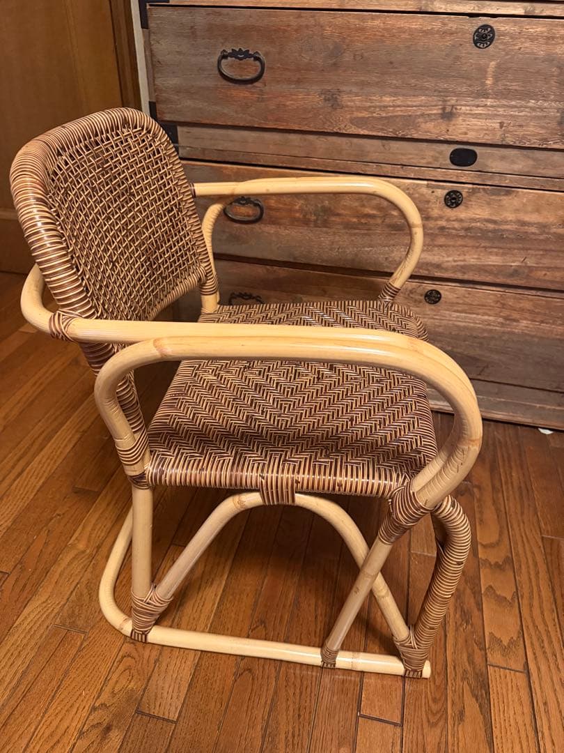 misa様昭和大正レトロハンドメイド？竹？ワラ？椅子イス　木工　巨匠作品芸術美術