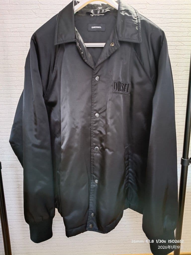 た*ん様 DIESELディーゼル☆大人気☆コーチジャケット 黒 刺繍ロゴ