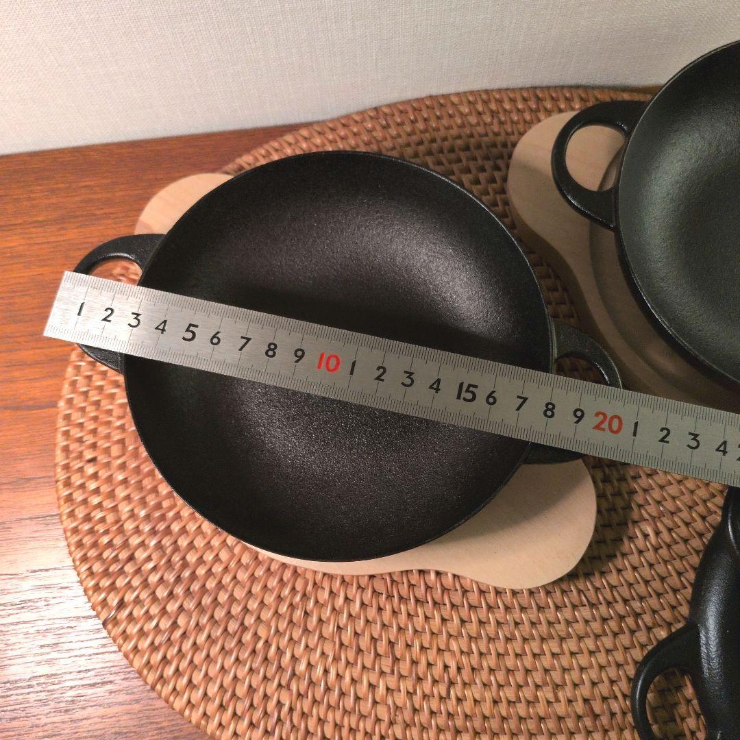 盛栄堂　南部鉄器　ニューラウンド万能鍋15cm×2個　木皿付