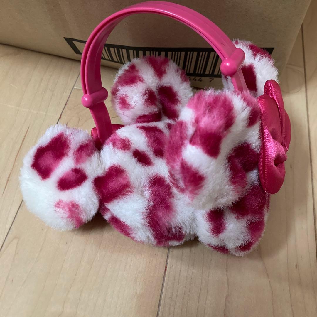 ミニー　イヤーマフ　ヒョウ柄　ピンク　ディズニー　ディズニーリゾート