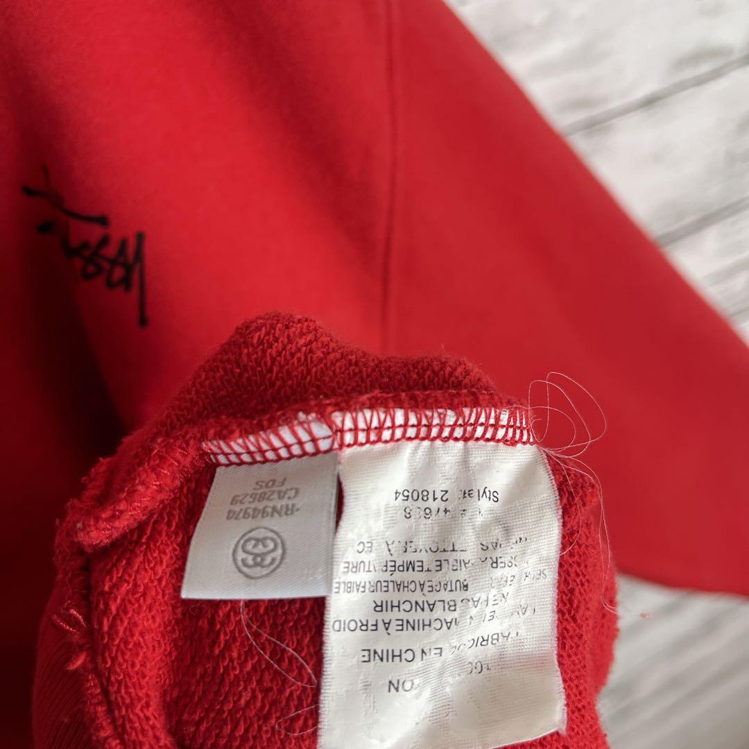 STUSSY◎ストックロゴ 赤黒 パーカー D341