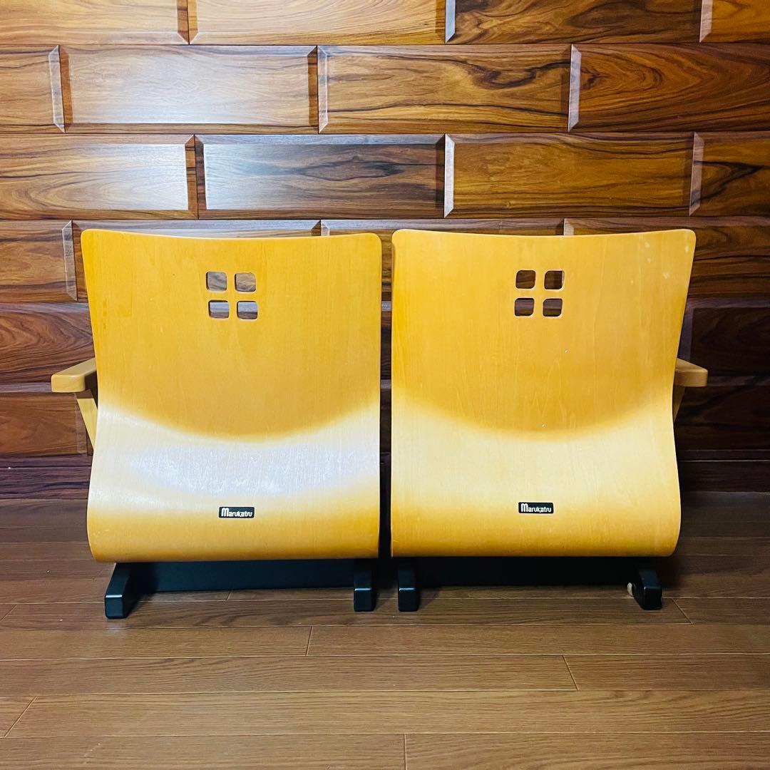 【超希少】マルカツ 高座椅子 肘置き アームチェア 旅館 2脚セット ピンク