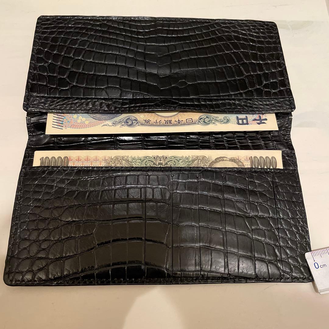 美品！ クロコダイル ポロサス 長財布 ブラック JRA