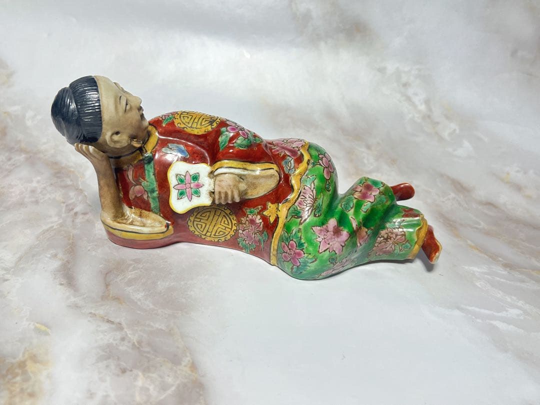 アンティーク　清時代　　置物　 唐物 骨董品 手作り　ハンドメイド　金彩　人形