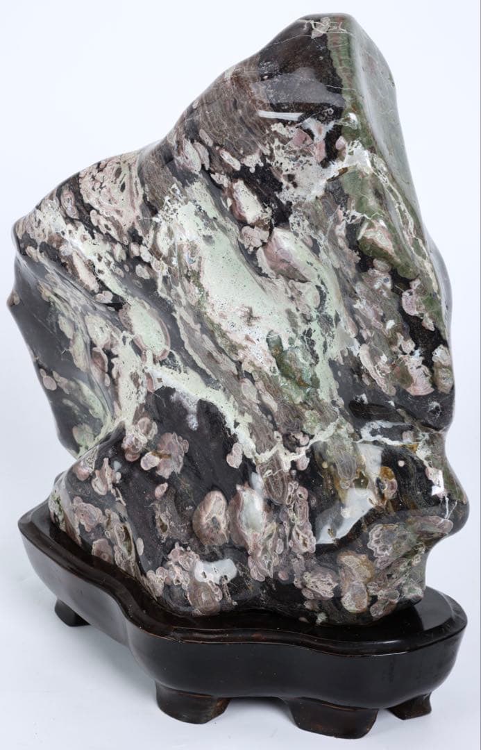 紅梅 梅花石 台座付 15kg 鑑賞石 牡丹石 菊花石 紋石 水石 原石 飾石