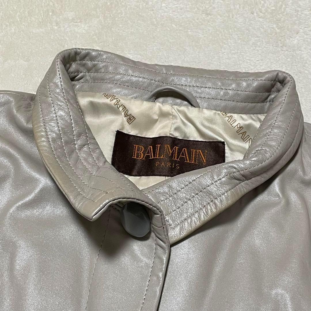 941 BALMAN ラムレザー スタンドカラー コート グレー系 L 11