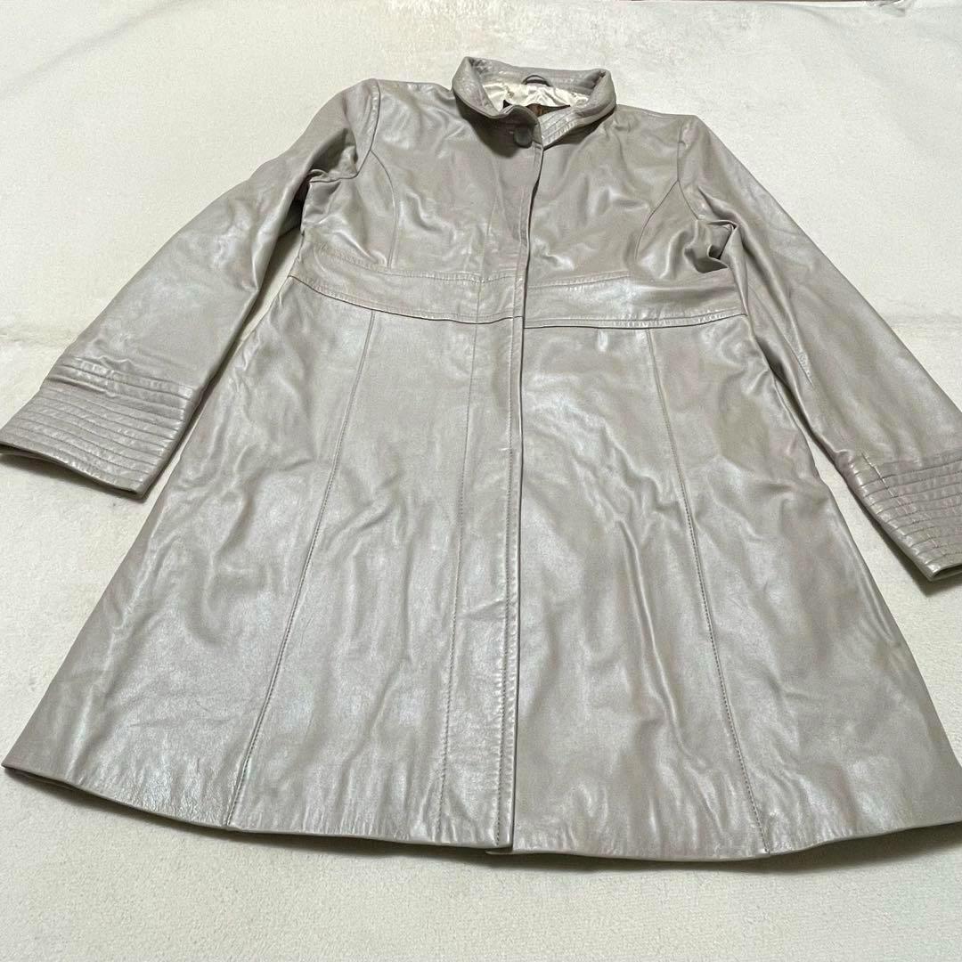 941 BALMAN ラムレザー スタンドカラー コート グレー系 L 11